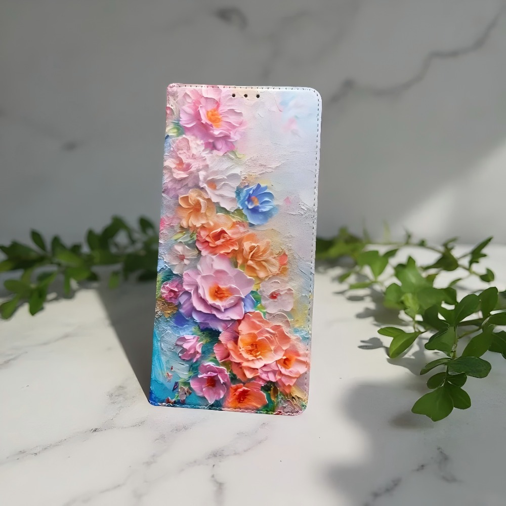 Samsung Galaxy S25 - Étui portefeuille en cuir magnétique peint